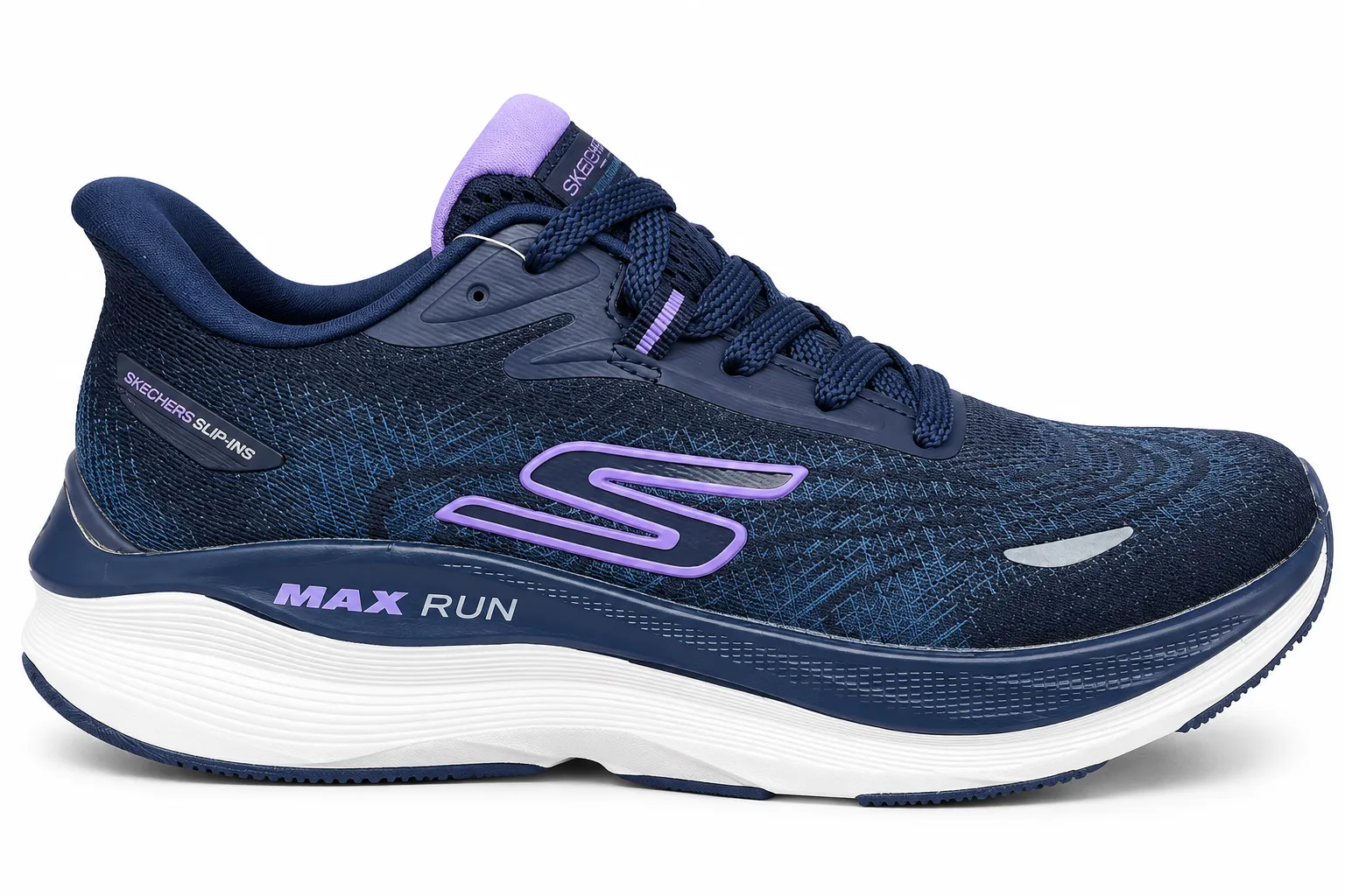 کتونی زنانه اسکیچرز Max Run Slip-ins سرمه‌ای و بنفش